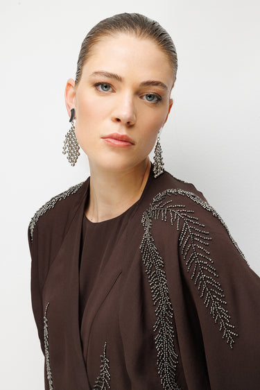 Ghisa Boncuk İşlemeli Abaya Takım