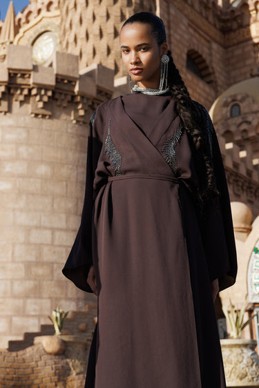 Ghisa Boncuk İşlemeli Abaya Takım