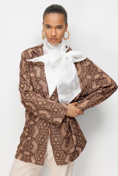 Ghisa Brode Detaylı File Kumaş Ceket