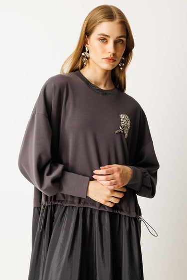 Ghisa Paraşüt Kumaş Mixli Elbise