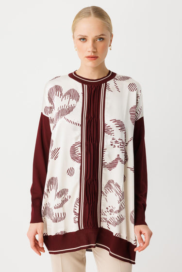 Ghisa Triko Kumaş Mixli Saten Tunik