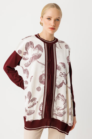 Ghisa Triko Kumaş Mixli Saten Tunik