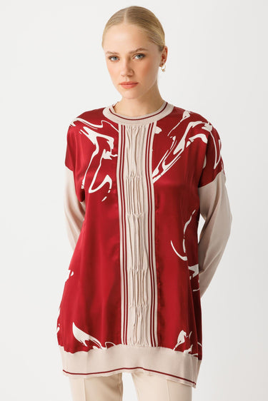 Ghisa Triko Kumaş Mixli Saten Tunik